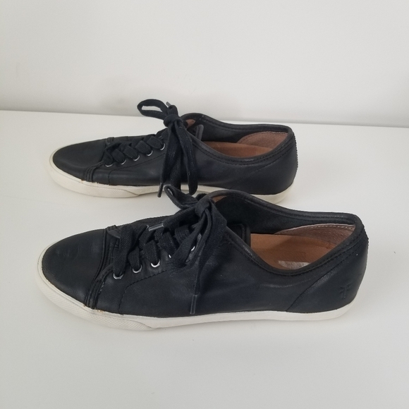 Frye Black Leather Mindy Low Lace Sneakers Size 7 - Picture 9 of 13